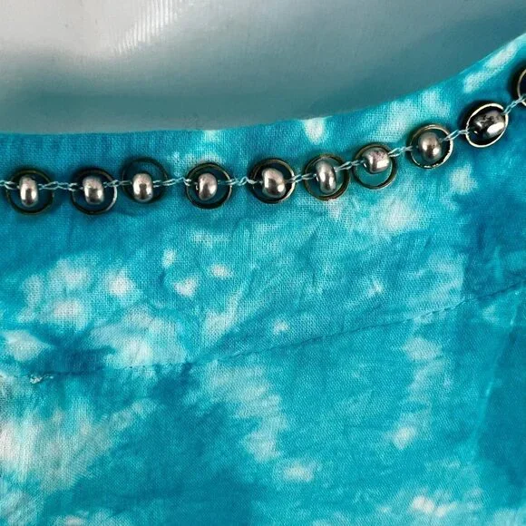 OSO Casuals Blue Tie Dye Tunic Stud Detail neck Size L - Picture 6 of 8